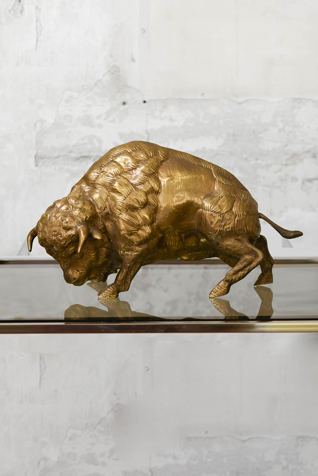 Large Brass Bison - Edizioni Molto - Animalia Serie - 1970s Style