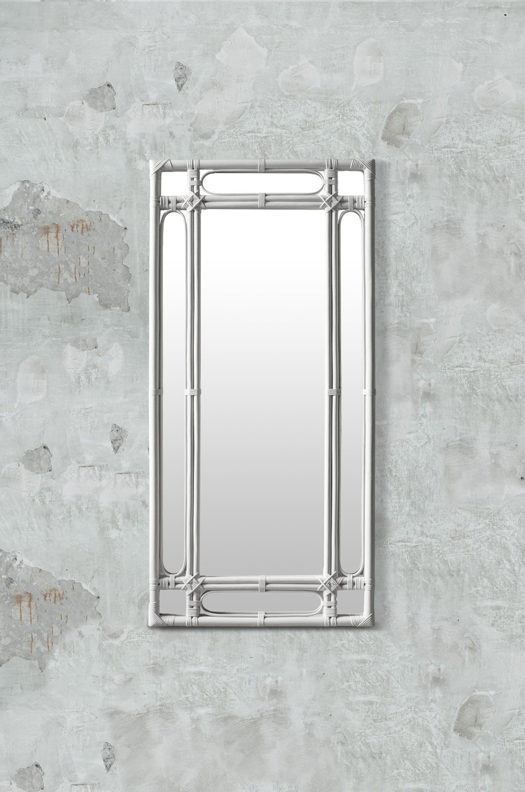 Large ivory lacquered bamboo mirror – Molto Editions