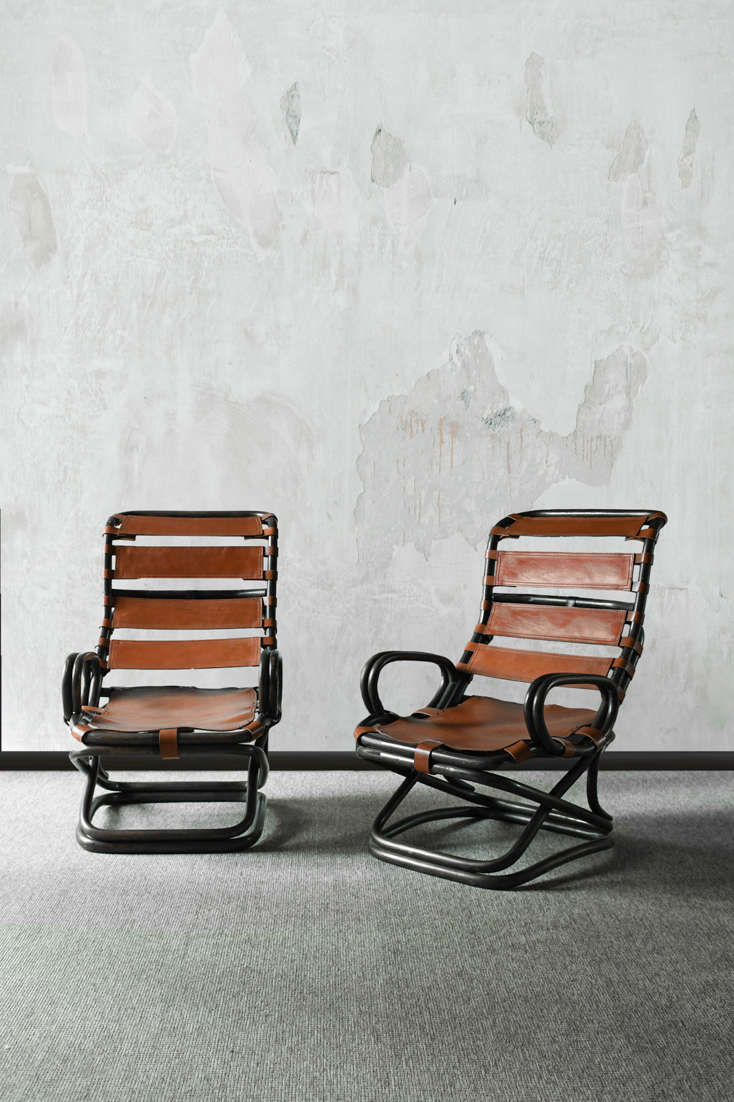 Pair of bamboo armchairs by Tito Agnoli – Italy 1960