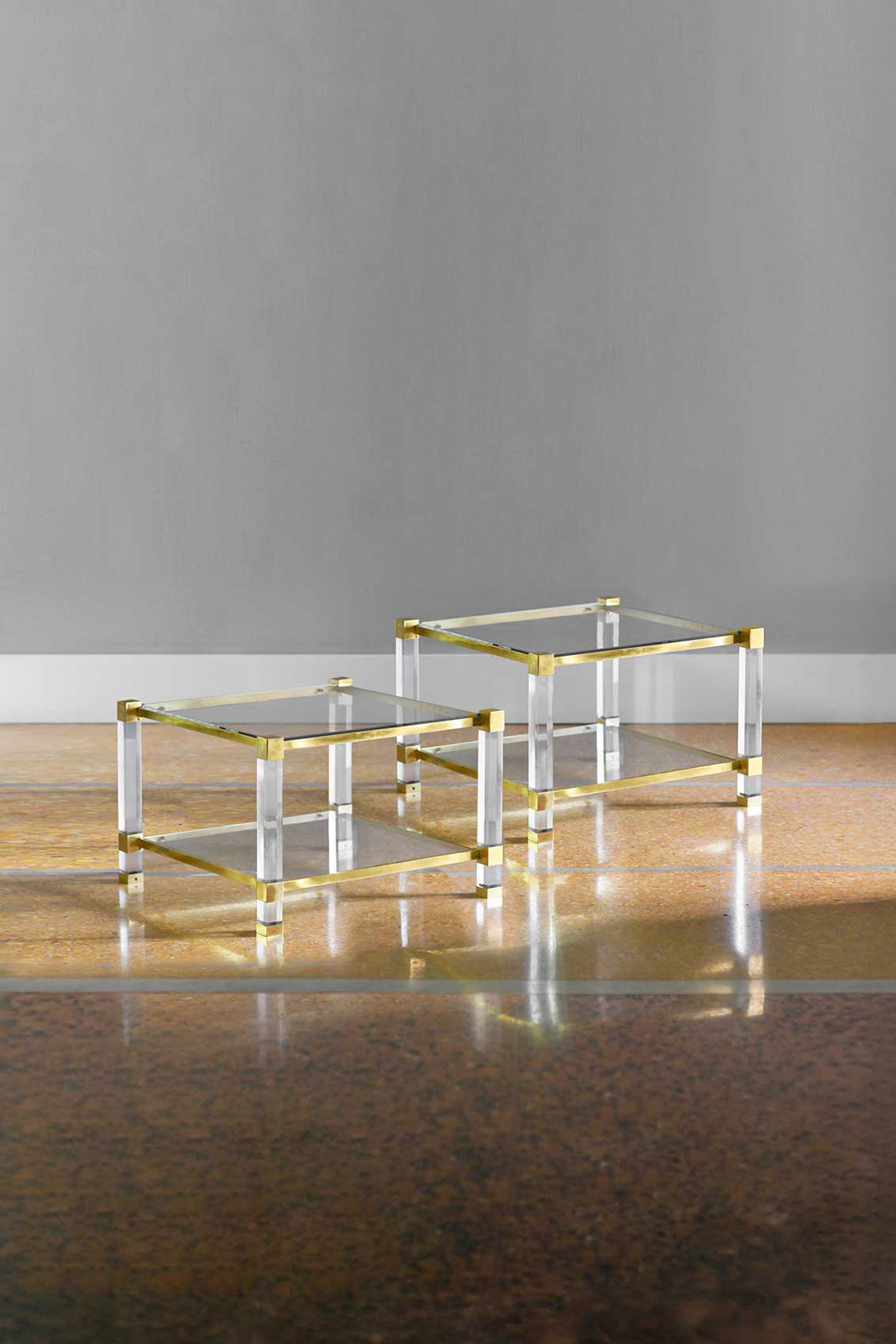 Pair of brass and glass coffee tables 1970