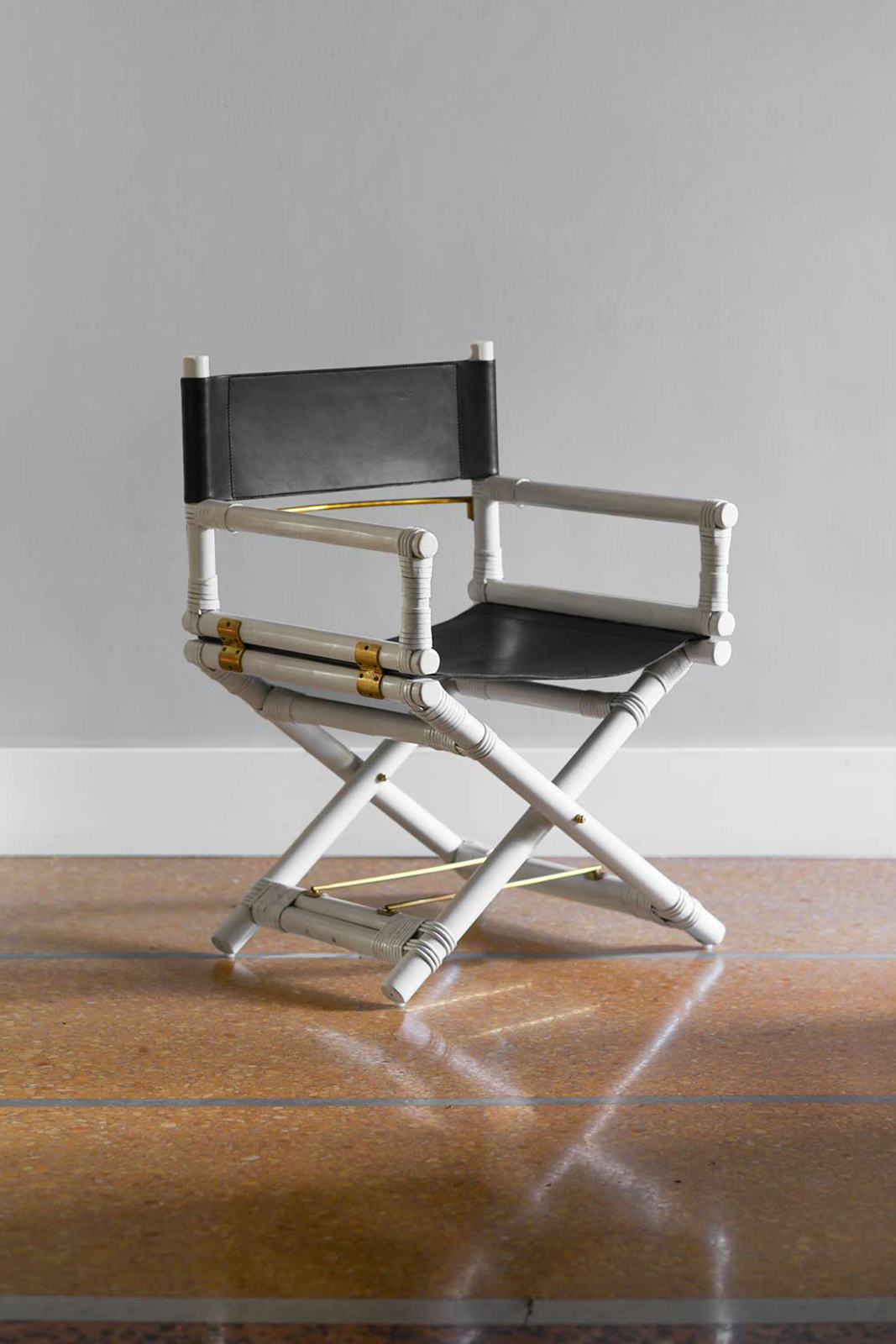 Director’s chair in bamboo and leather by Lyda Levi for McGuire – San Francisco 1970s