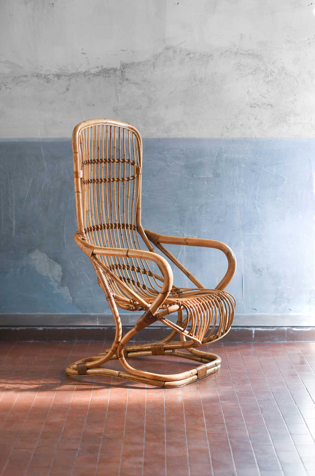 Rush armchair with high backrest - Italy 1970
