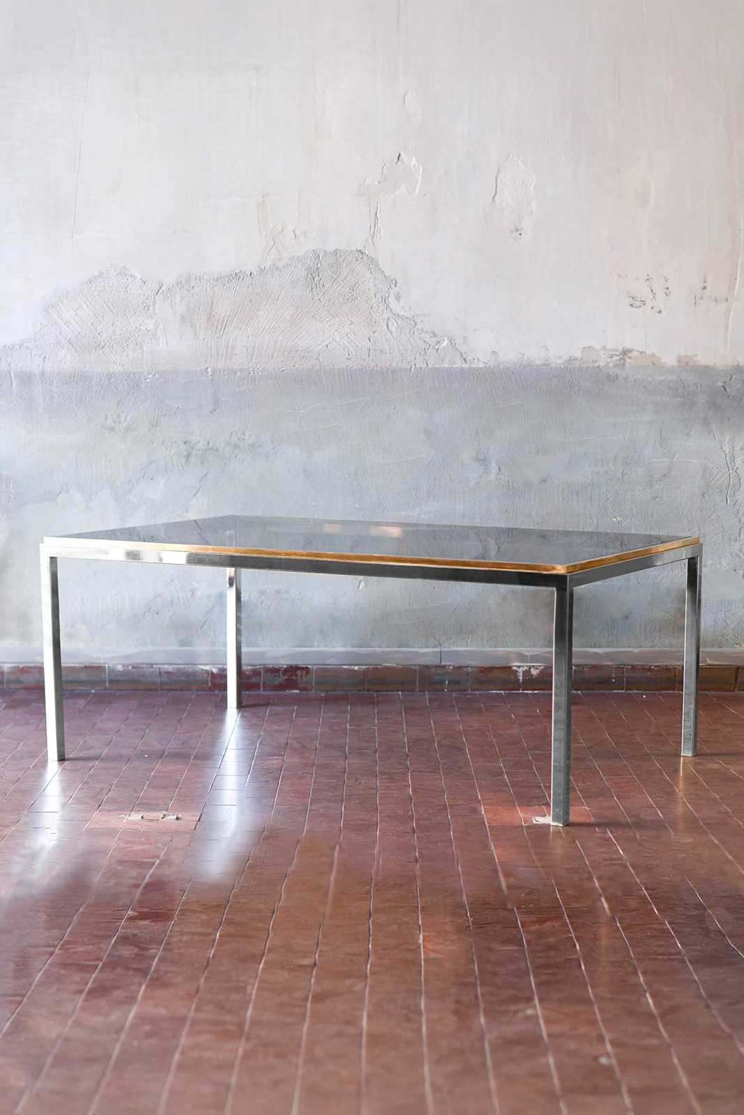 Table in brass and chromed metal - Italy 1980