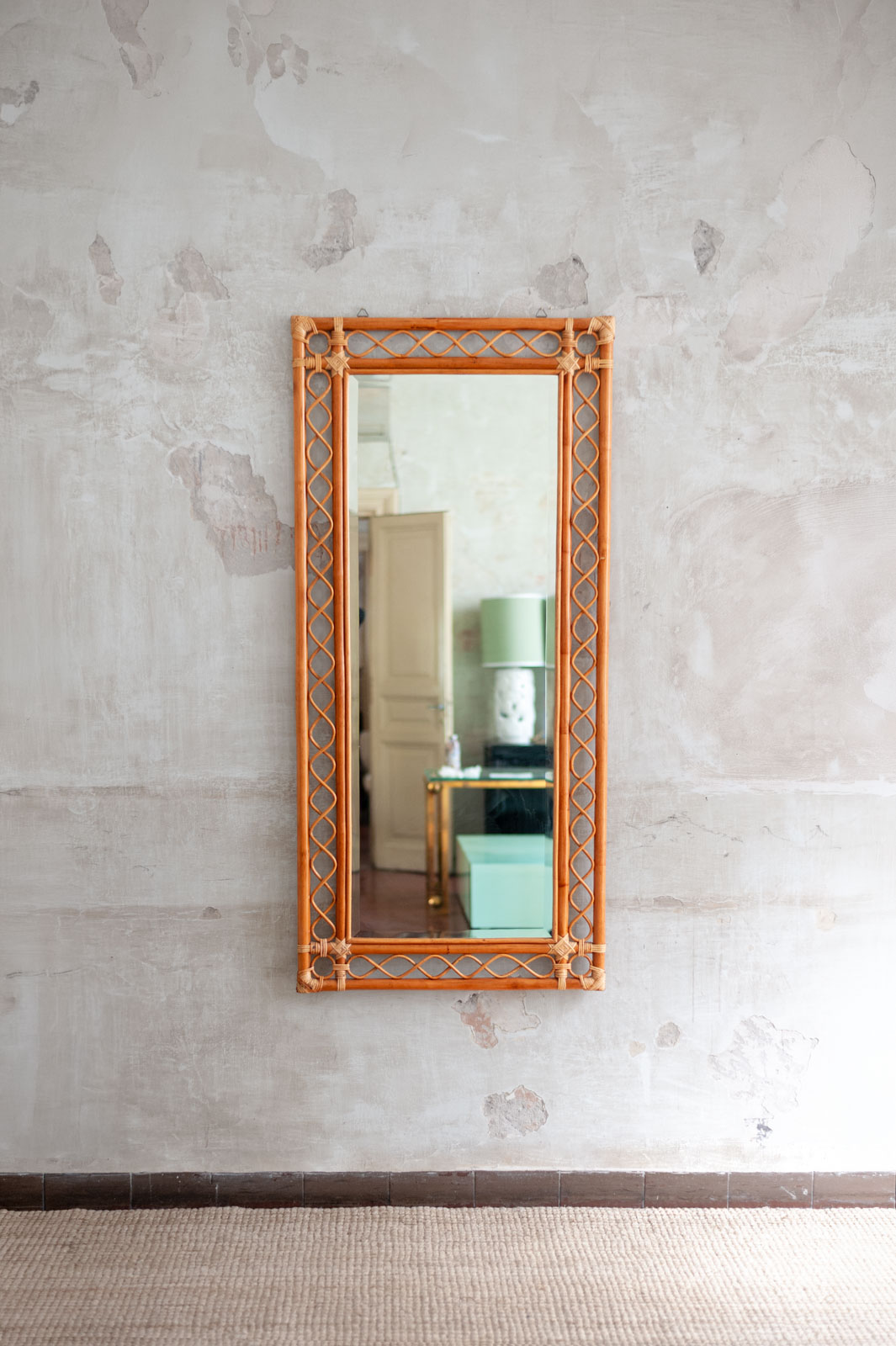 Large rectangular bamboo mirror