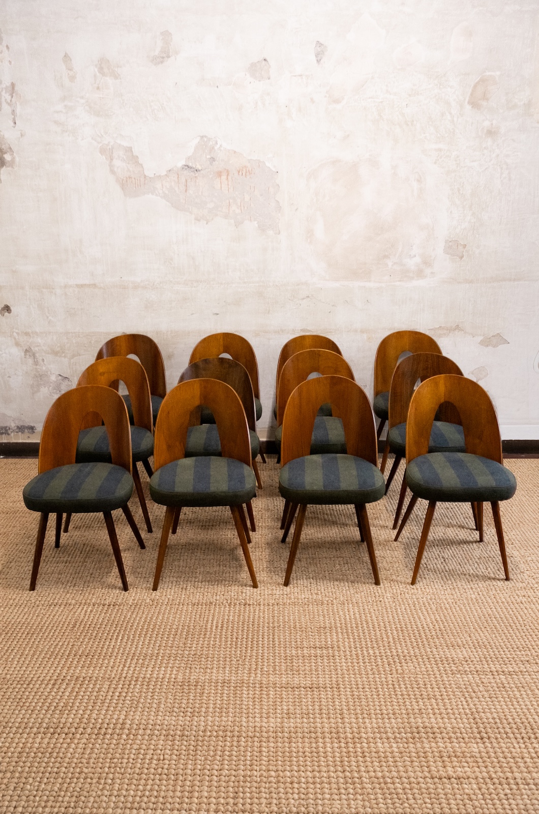Set of twelve Antonín Šuman wooden chairs, Czechoslovakia, 1960s