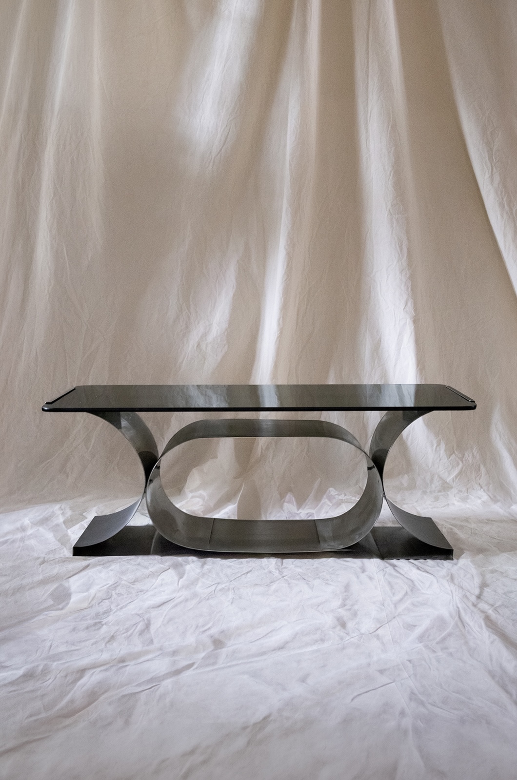Steel and smoked glass coffee table by Franco Costalonga for Mimo Leone & Co., 1970s